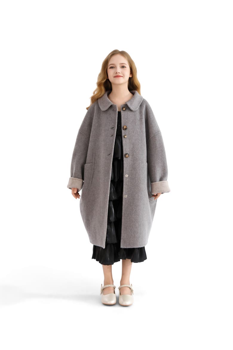 Wool Coat with Peter Pan Collar, Main, color, Grey