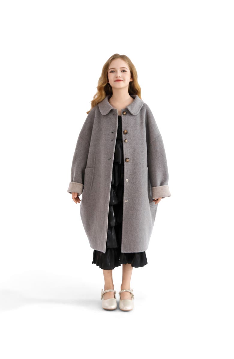 Tulleen Wool Coat with Peter Pan Collar, Main, color, Grey