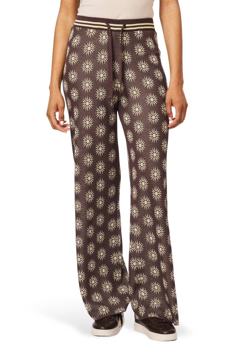 Knit Drawstring Pants, Main, color, SEAL BROWN/ REED YELLOW