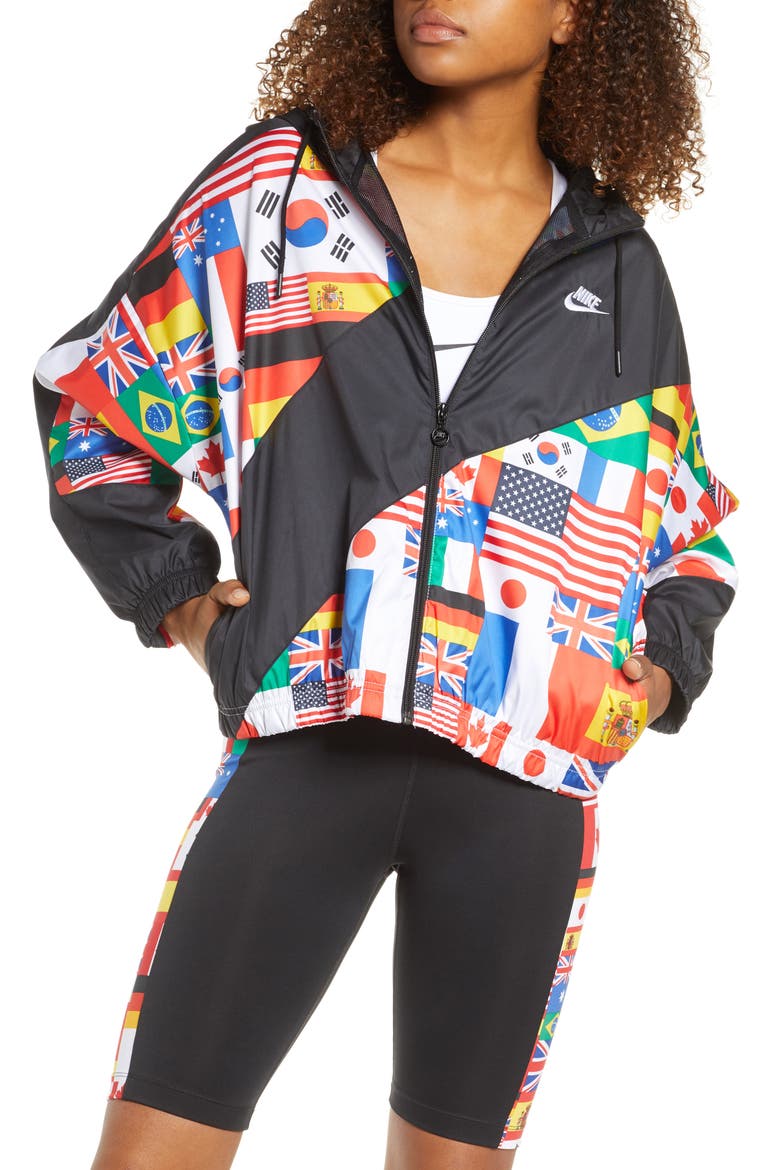 Hooded Woven Jacket, Main, color, BLACK