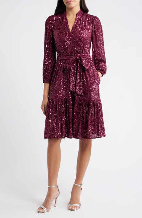 Eliza J Sequin Belted Dress