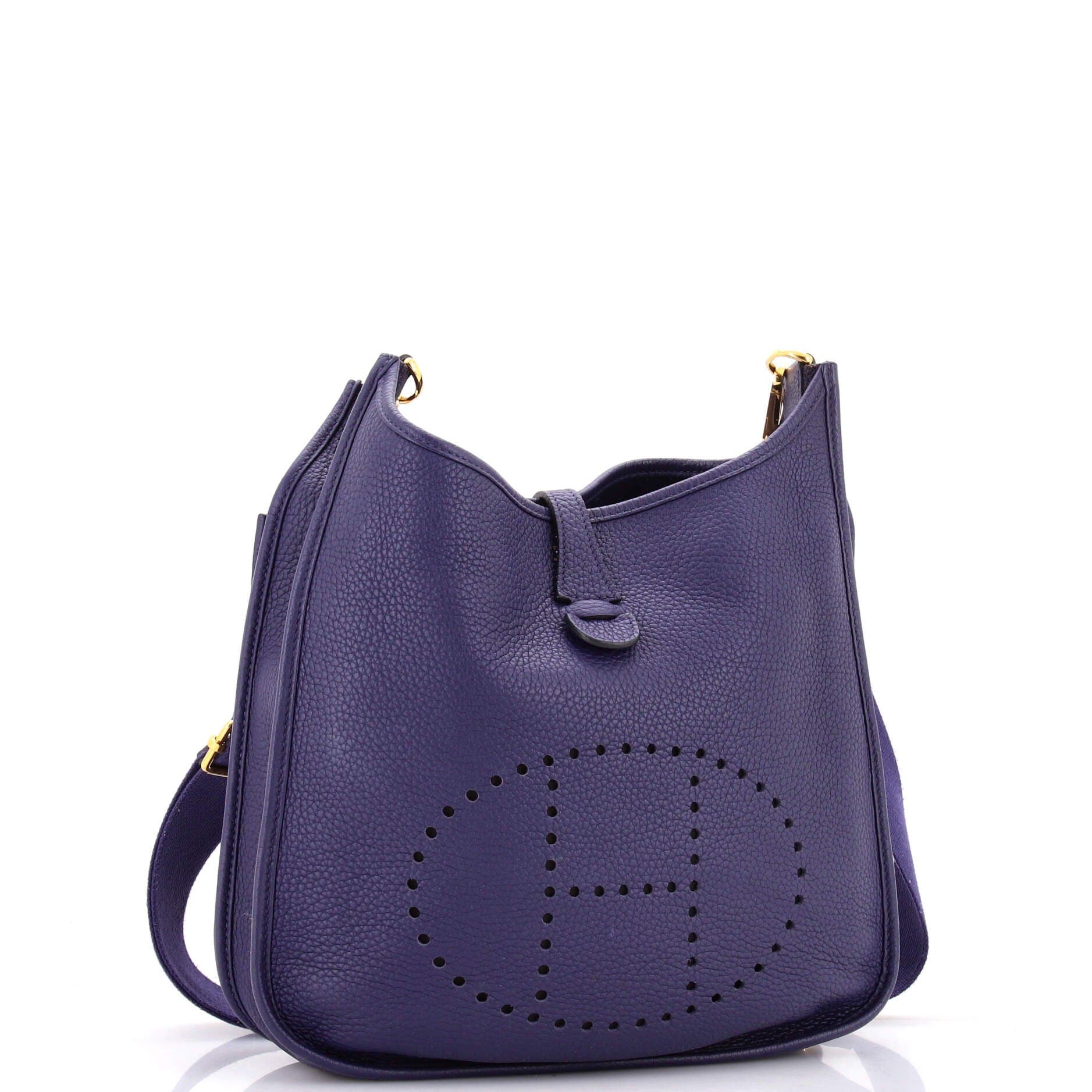 Pre-Owned Hermes Evelyne Bag Gen III Clemence PM, Alternate, color, Bleu Encre