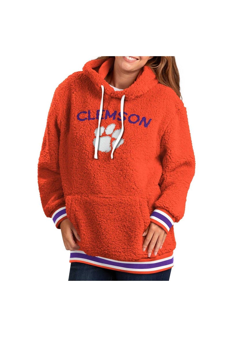 Women's G-III 4Her by Carl Banks Orange Clemson Tigers Game Over Sherpa Pullover Hoodie, Main, color, Orange