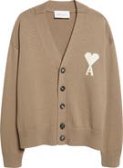 AMI PARIS Ami de Coeur Intarsia Wool & Cotton Cardigan
