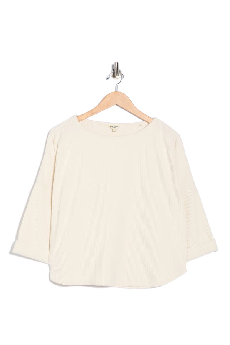 Long Sleeve Knit Corduroy Top, Alternate, color, CREAM