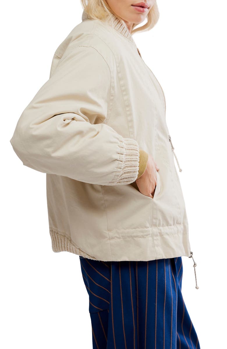 Free People Jax Bomber Jacket, Alternate, color, Almond Flour