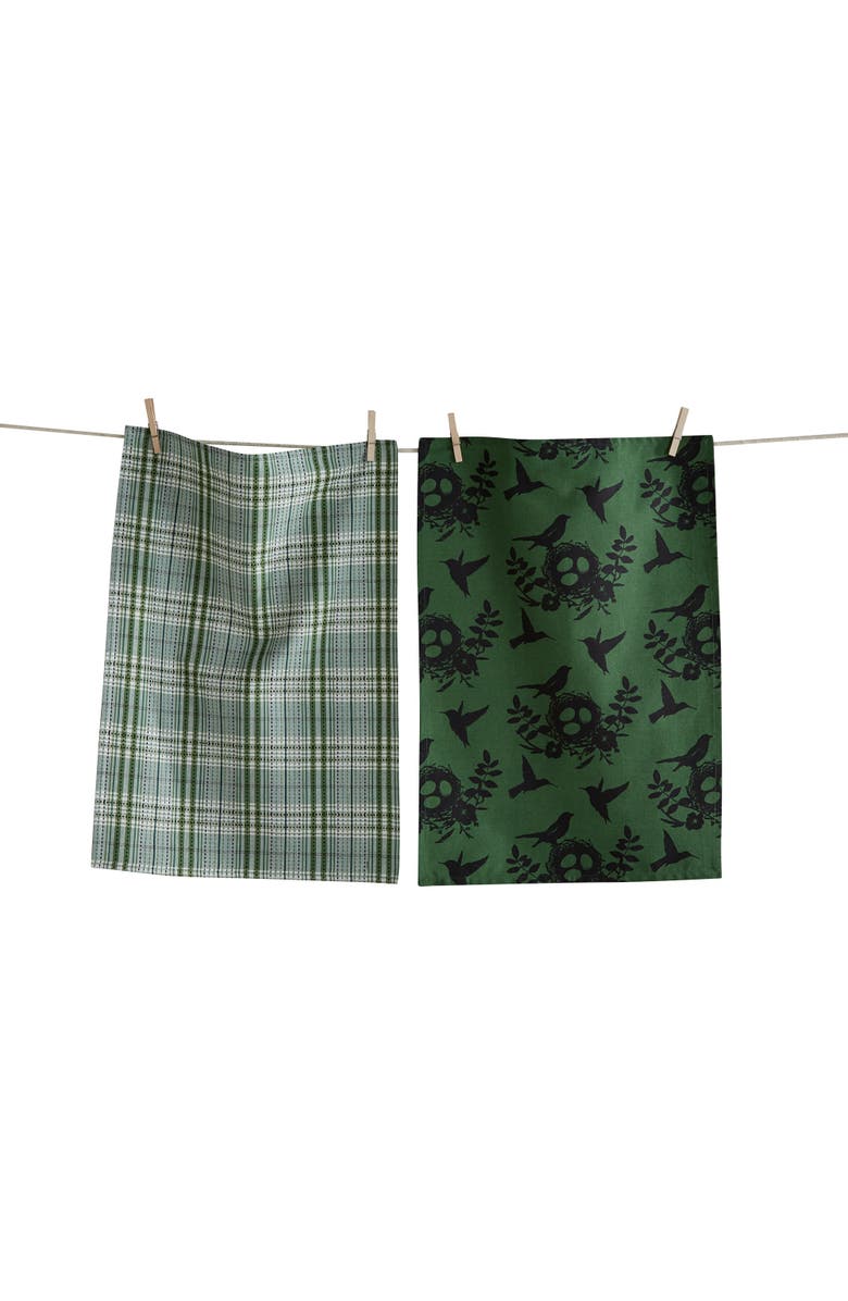 tag Hummingbird Dishtowel Set of Two Multicolor Cotton Towels, Main, color,