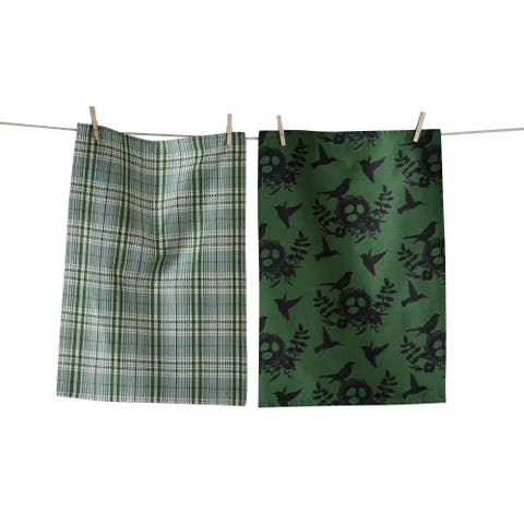 Hummingbird Dishtowel Set of Two Multicolor Cotton Towels