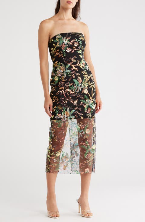Sequence Strapless Column Cocktail Dress