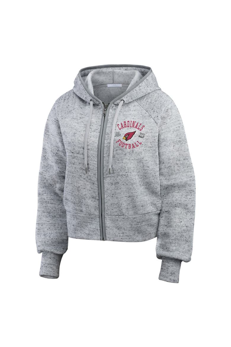 Women's WEAR by Erin Andrews  Heather Gray Arizona Cardinals Speckled Fleece Cropped Full-Zip Hoodie, Alternate, color, Heather Gray