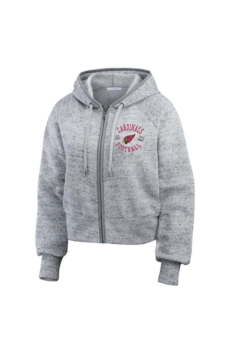 WEAR by Erin Andrews Women's WEAR by Erin Andrews  Heather Gray Arizona Cardinals Speckled Fleece Cropped Full-Zip Hoodie, Alternate, color, Heather Gray