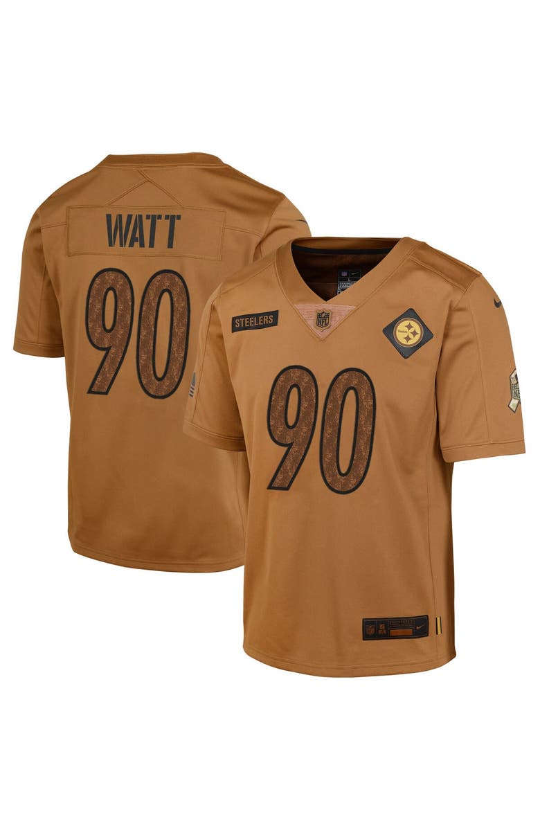 Nike Youth Nike T.J. Watt Brown Pittsburgh Steelers 2023 Salute To Service Limited Jersey, Alternate, color,