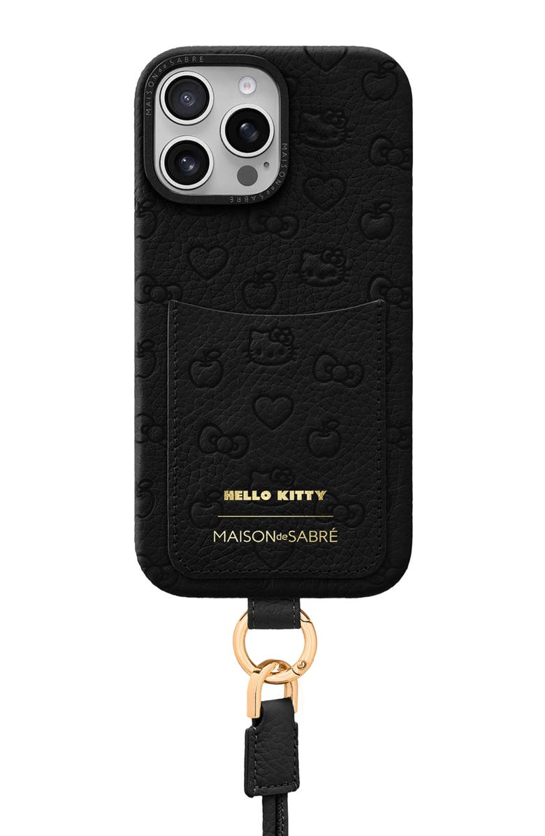 MAISON de SABRÉ Sling Phone Case, Main, color, Black Caviar (Hello Kitty)