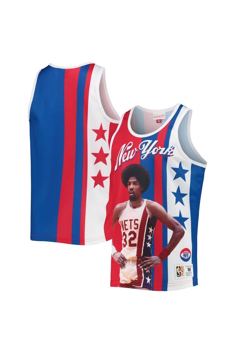 Men's Mitchell & Ness Julius Erving Blue/Red New York Nets Sublimated Player Tank Top, Main, color, Blue