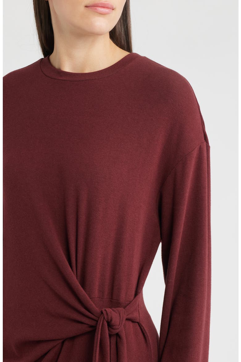 Valeriane Long Sleeve Side Tie Dress, Alternate, color, BORDEAUX