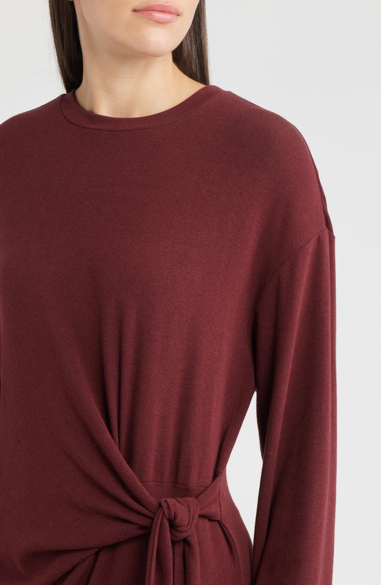 FRNCH Valeriane Long Sleeve Side Tie Dress, Alternate, color, Bordeaux