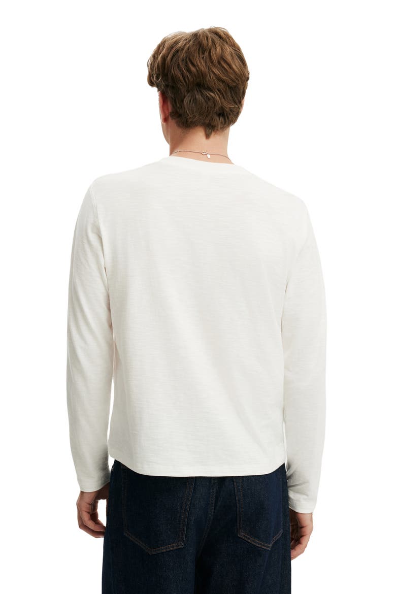 Men's Fitted Henley Long Sleeve T-Shirt, Alternate, color, Vintage White