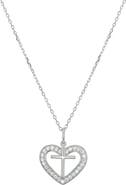 CANDELA JEWELRY CZ Cross Heart Pendant Necklace