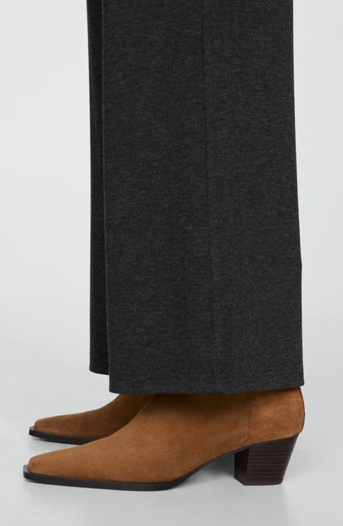 Mango Pull-on Knit Wide Leg Pants In Dark Heather Grey