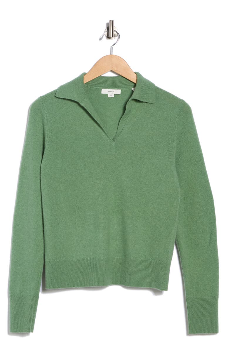 Vince Long Sleeve Wool Blend Polo, Alternate, color, Hemlock