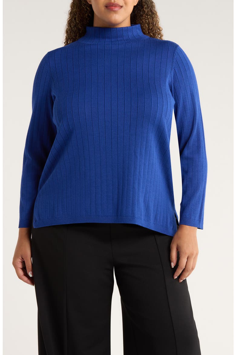 Funnel Neck Wide Rib Sweater, Main, color, SAPPHIRE