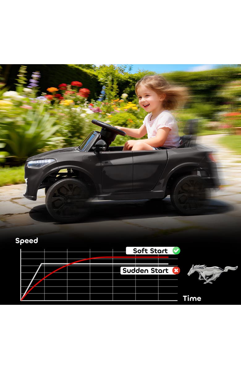 Qaba 12V Licensed Ford Mustang Mach-E Electric Car Kids Ride On Car with Remote Control Adjustable Speed LED Light Music Suspension, Alternate, color, Black