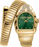 Roberto Cavalli Aurora Snake Wraparound Bracelet Watch, 24mm x 30mm