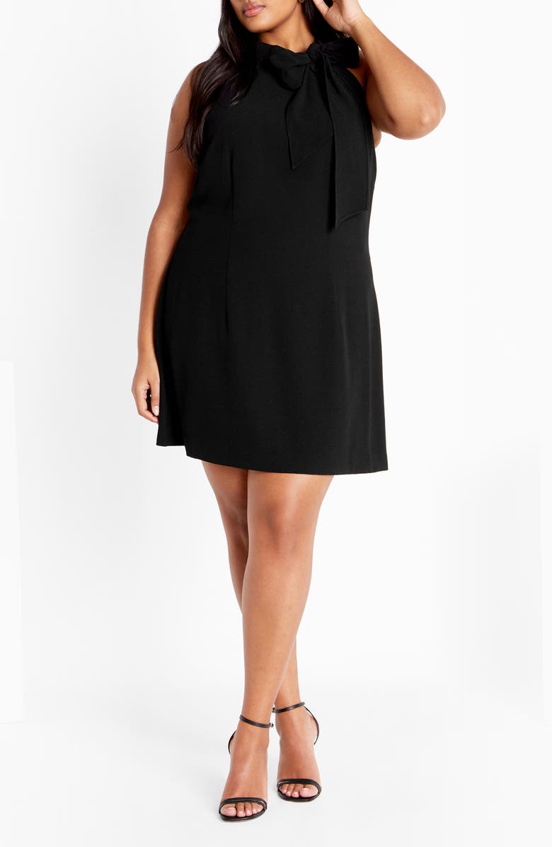 City Chic Karter Bow Sheath Dress, Main, color, Black