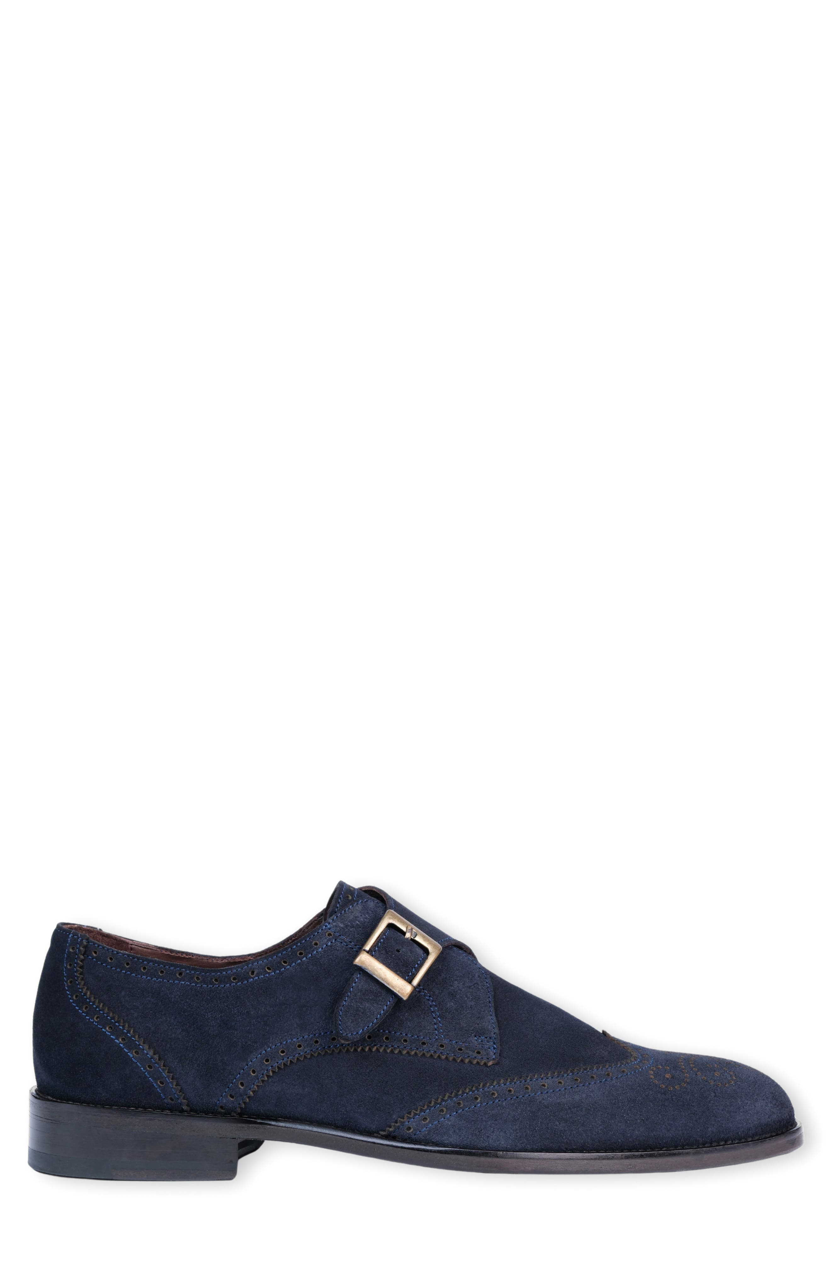 VELLAPAIS Dupone Brogue Monk Shoe, Alternate, color, Navy Blue