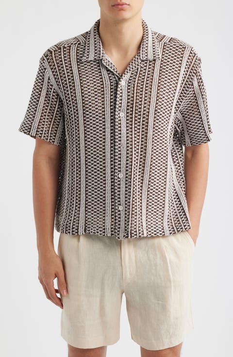 Hugh Openwork Stripe Camp Shirt