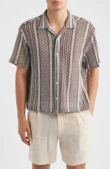 Hugh Openwork Stripe Camp Shirt