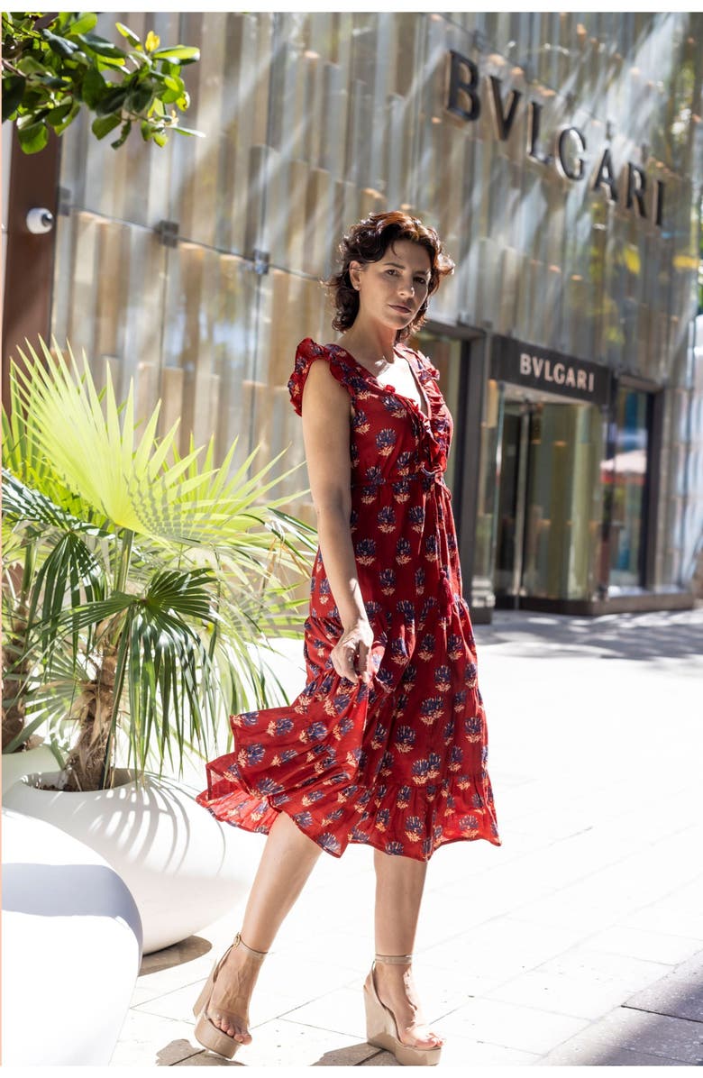 Mer St. Barth Giselle Maxi Dress, Alternate, color, Bordeaux Floral Block Print