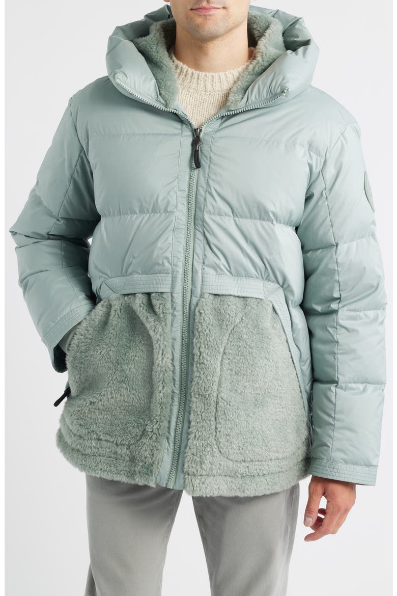 MetroPeak Ripstop & Fleece 700 Fill Power Down Puffer Jacket, Alternate, color, GREY MIST