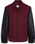 Bugatchi Leather Sleeve Tweed Jacket