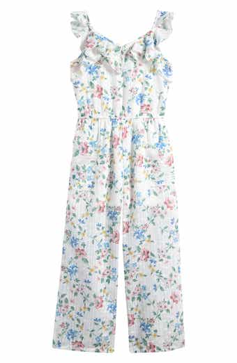 Truly Me Kids' Floral Eyelet Jumpsuit