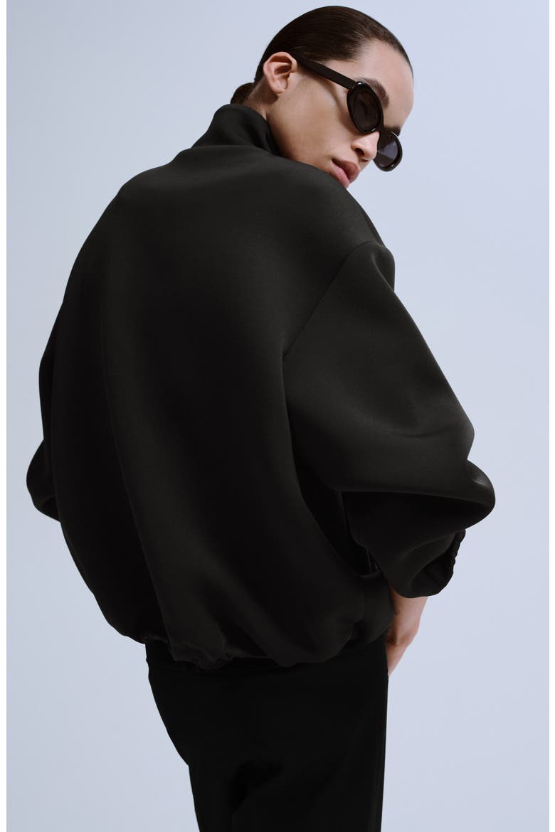 Oversized Bomber Jacket, Alternate, color, BLACK