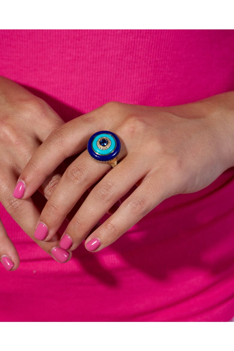 Evolve Stone Inlay Cocktail Ring, Alternate, color, Blue- Gold