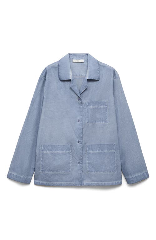 Mango Garment Dyed Button-up Shirt In Blue
