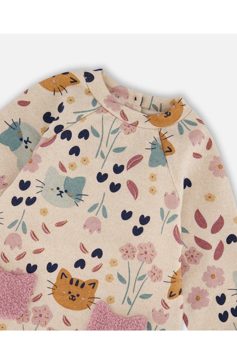 Deux par Deux Glittering French Terry Dress Cat, Alternate, color, Beige