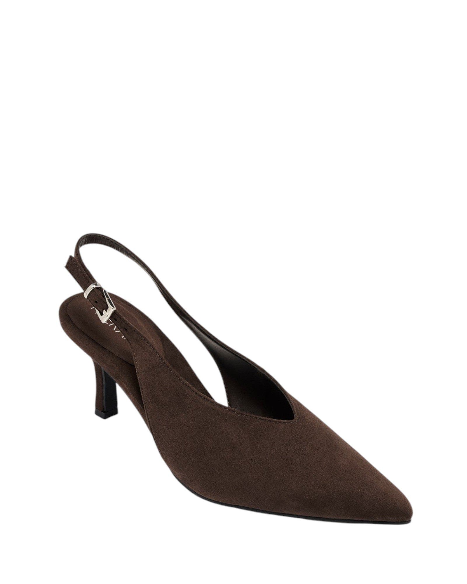 Jacs Slingback Pointed Toe Pumps, Main, color, CHOCOLATE MICROSUEDE