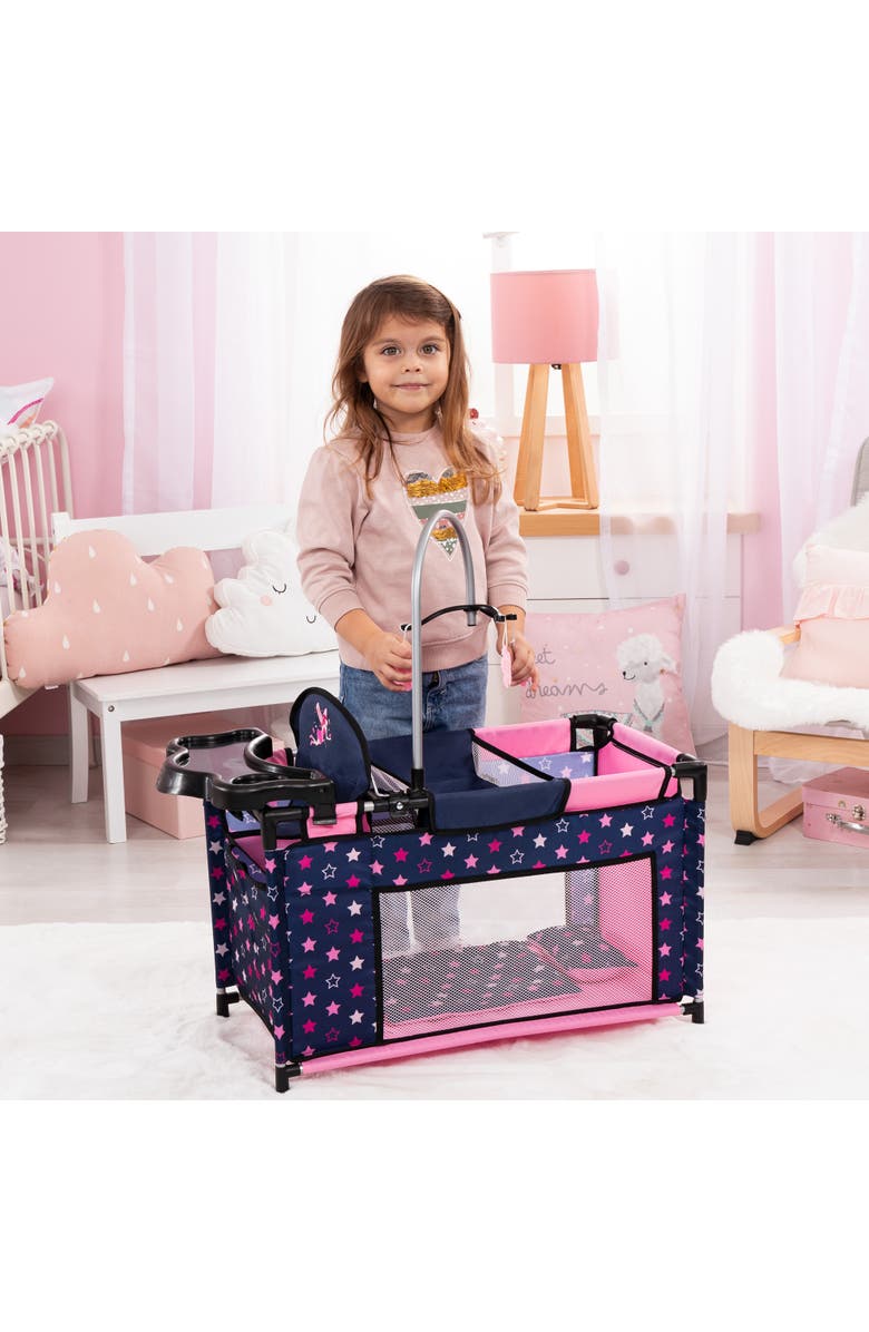 Bayer Design Navy & Pink Multibed Playpen For Dolls With Highchair & Mobile, Alternate, color, Multicolored