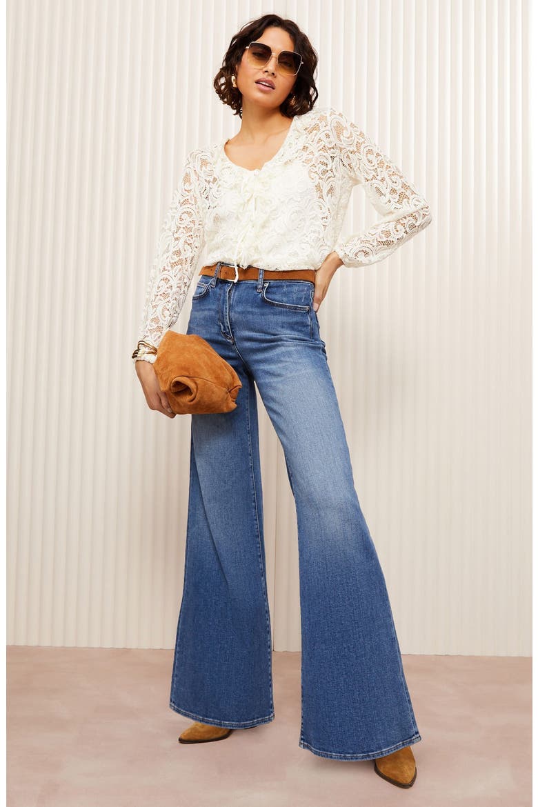 Long Sleeve Lace Ruffle Top, Alternate, color, CREAM