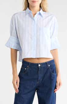 Next Ex Stripe Crop Button-Up Shirt