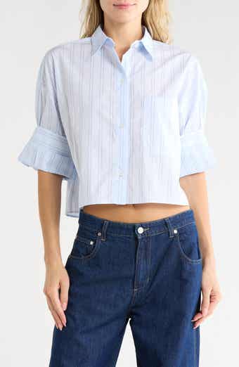 Next Ex Stripe Crop Button-Up Shirt