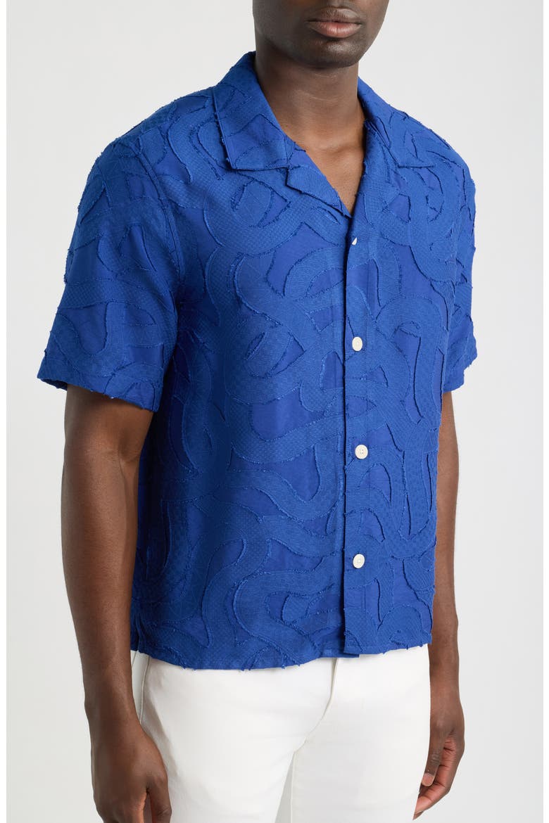Curzon Jacquard Camp Shirt, Alternate, color, BLUE