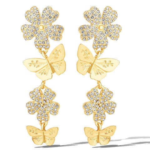 Vertical Butterfly Drop Earrings