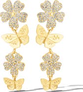 Jessica Simpson Vertical Butterfly Drop Earrings