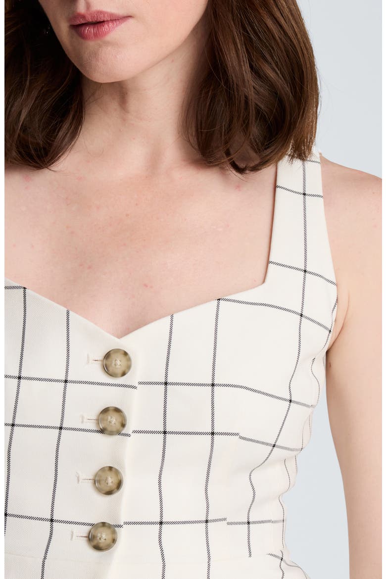Windowpane Plaid Peplum Vest, Alternate, color, FEATHER WHITE/ BLACK