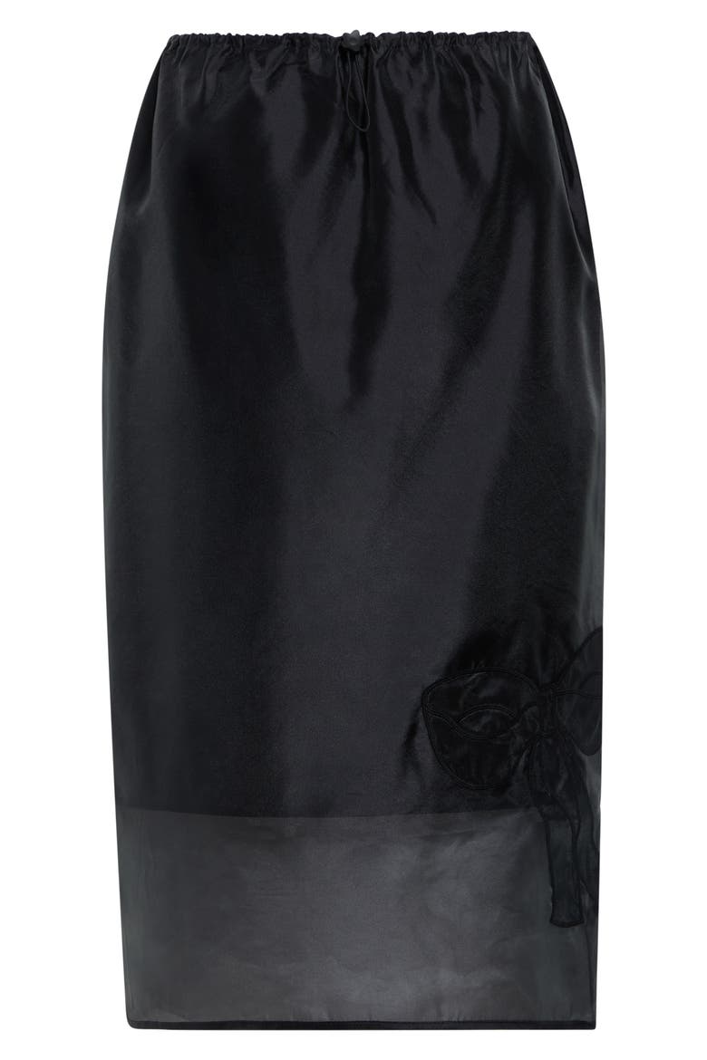 Bria Embroidered Bow Silk Blend Organza Skirt, Main, color, BLACK