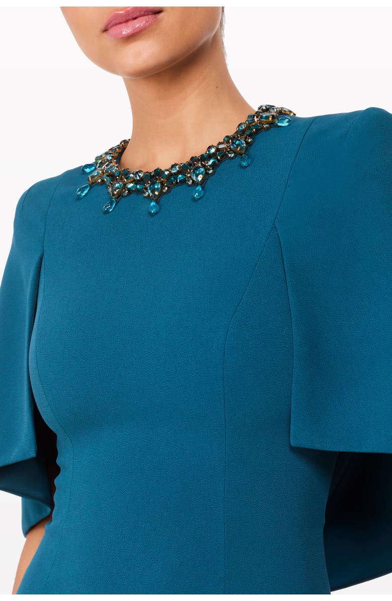 Jenny Packham Ursa Embellished-Neck Midi Dress, Alternate, color, Mosaic Blue